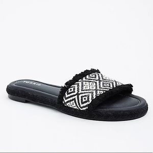 Torrid Geo Print Fringe Slide Sandal
